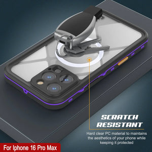 Funda impermeable para iPhone 16 Pro Max, Punkcase SpikeStar Purple Series | Ajuste fino, 2 m, sumergible, IP68