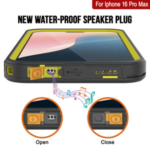 Funda impermeable para iPhone 16 Pro Max, Punkcase [Extreme Mag Series] Armor Cover con protector de pantalla incorporado [amarillo]