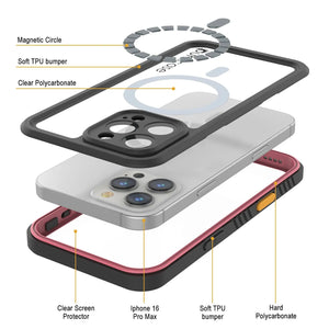 Productos Funda impermeable para iPhone 16 Pro Max, Punkcase [Extreme Mag Series] Armor Cover con protector de pantalla incorporado [rosa]