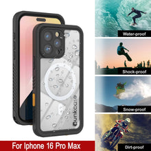 Cargar imagen en el visor de la galería, Funda impermeable para iPhone 16 Pro Max, Punkcase [Extreme Mag Series] Armor Cover con protector de pantalla incorporado [Negro]
