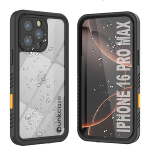 Funda impermeable para iPhone 16 Pro Max, Punkcase [Extreme Series] Armor Cover con protector de pantalla incorporado [Negro]