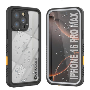 Funda impermeable para iPhone 16 Pro Max, Punkcase [Extreme Series] Armor Cover con protector de pantalla incorporado [blanco]