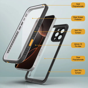 Funda impermeable para iPhone 16 Pro Max, Punkcase [Extreme Series] Armor Cover con protector de pantalla incorporado [blanco]