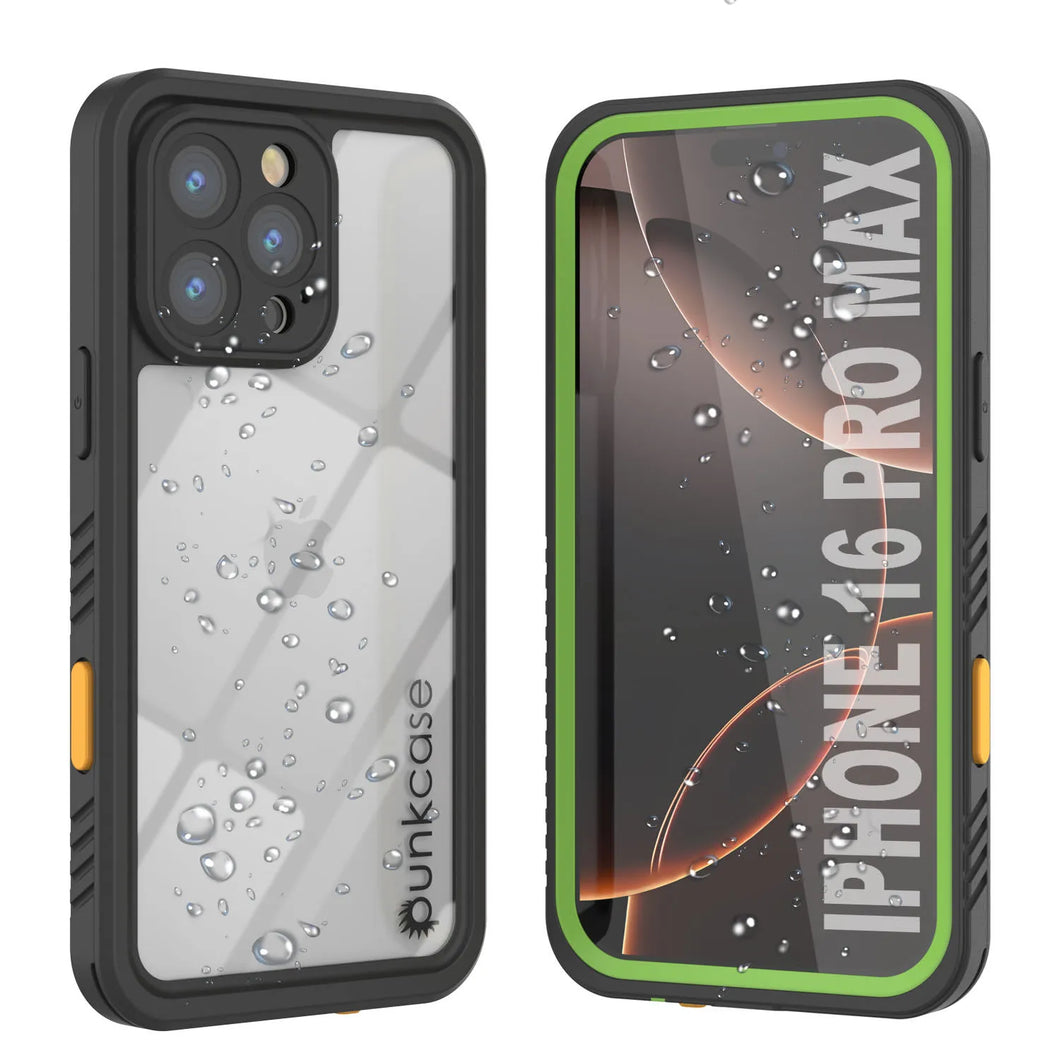 Productos Funda impermeable para iPhone 16 Pro Max, Punkcase [Extreme Series] Armor Cover con protector de pantalla incorporado [Verde claro]