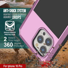 Cargar imagen en el visor de la galería, Funda de metal para iPhone 16 Pro, carcasa resistente de grado militar [a prueba de golpes], carcasa rígida de cuerpo completo [rosa]
