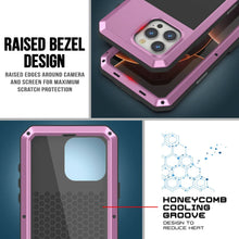 Cargar imagen en el visor de la galería, Funda de metal para iPhone 16 Pro, carcasa resistente de grado militar [a prueba de golpes], carcasa rígida de cuerpo completo [rosa]
