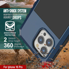 Cargar imagen en el visor de la galería, Funda de metal para iPhone 16 Pro, carcasa de armadura resistente de grado militar [a prueba de golpes], carcasa rígida de cuerpo completo [azul]
