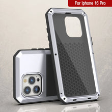 Cargar imagen en el visor de la galería, Funda de metal para iPhone 16 Pro, carcasa de armadura de grado militar resistente [a prueba de golpes], carcasa rígida de cuerpo completo [blanca]
