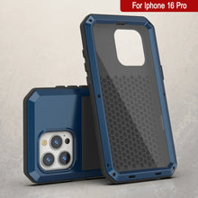 Cargar imagen en el visor de la galería, Funda de metal para iPhone 16 Pro, carcasa de armadura resistente de grado militar [a prueba de golpes], carcasa rígida de cuerpo completo [azul]
