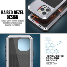 Cargar imagen en el visor de la galería, Funda de metal para iPhone 16 Pro, carcasa de armadura de grado militar resistente [a prueba de golpes], carcasa rígida de cuerpo completo [blanca]
