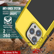 Cargar imagen en el visor de la galería, Funda de metal para iPhone 16 Pro, carcasa resistente de grado militar [a prueba de golpes], carcasa rígida de cuerpo completo [amarilla]
