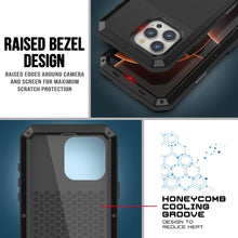 Cargar imagen en el visor de la galería, Funda de metal para iPhone 16 Pro, carcasa de armadura resistente de grado militar [a prueba de golpes], carcasa rígida de cuerpo completo [negra]
