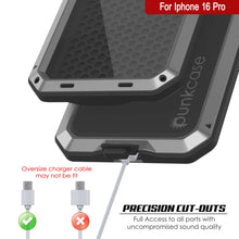 Cargar imagen en el visor de la galería, Funda de metal para iPhone 16 Pro, carcasa de armadura de grado militar resistente [a prueba de golpes], carcasa rígida de cuerpo completo [plateada]
