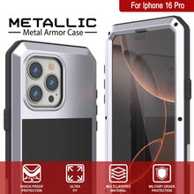 Cargar imagen en el visor de la galería, Funda de metal para iPhone 16 Pro, carcasa de armadura de grado militar resistente [a prueba de golpes], carcasa rígida de cuerpo completo [blanca]
