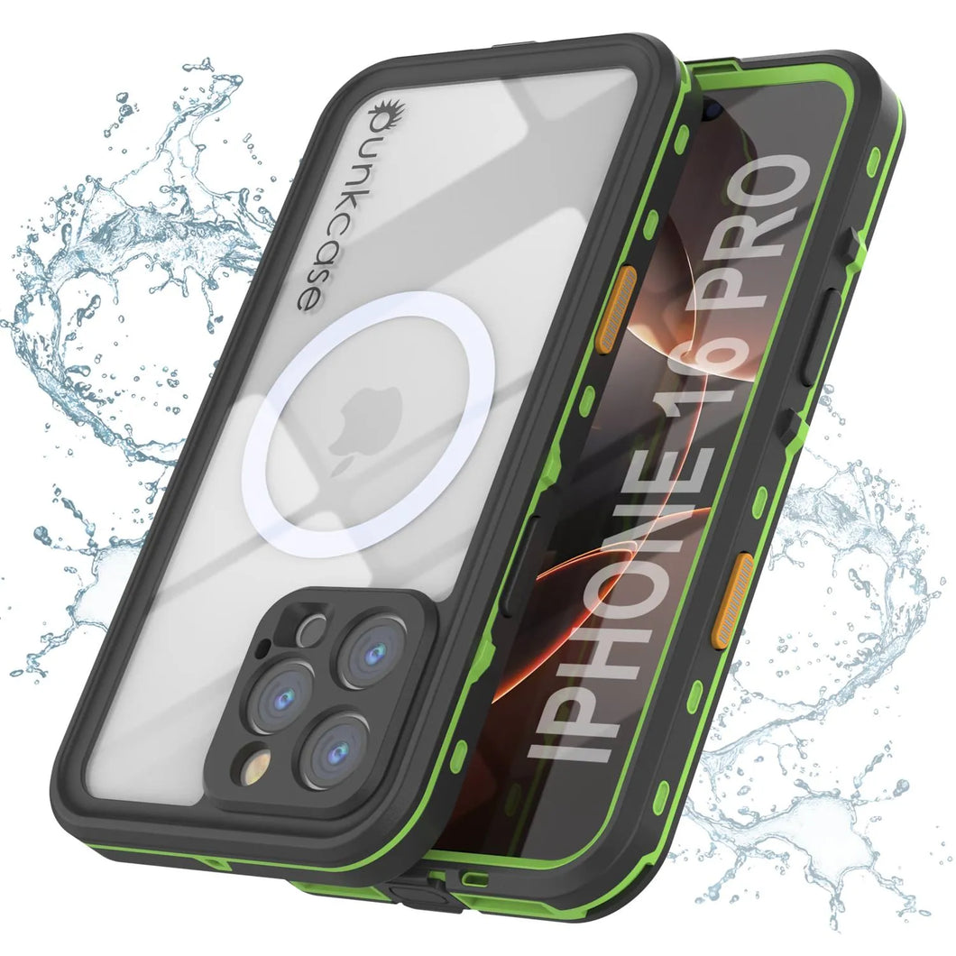 Funda impermeable para iPhone 16 Pro, Punkcase SpikeStar Light-Green Series | Funda fina de 2 m sumergible IP68