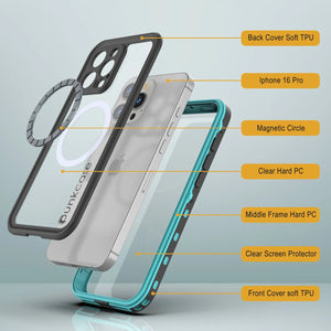 Funda impermeable para iPhone 16 Pro, Punkcase SpikeStar Teal Series | Funda fina de 2 m sumergible IP68