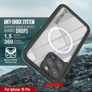 Funda impermeable para iPhone 16 Pro, Punkcase SpikeStar Teal Series | Funda fina de 2 m sumergible IP68