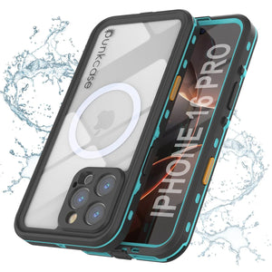 Funda impermeable para iPhone 16 Pro, Punkcase SpikeStar Teal Series | Funda fina de 2 m sumergible IP68
