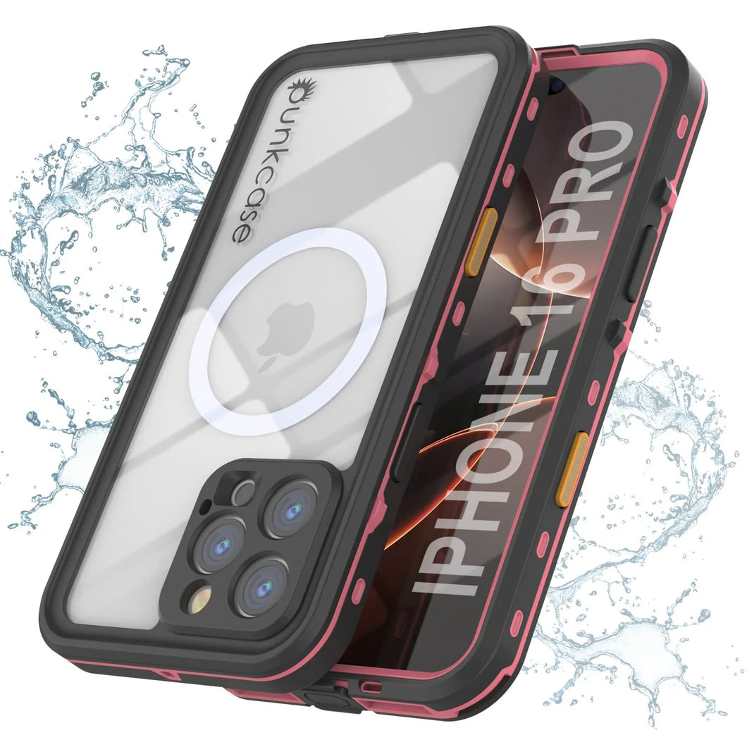 Funda impermeable para iPhone 16 Pro, Punkcase SpikeStar Pink Series | Funda fina de 2 m sumergible IP68