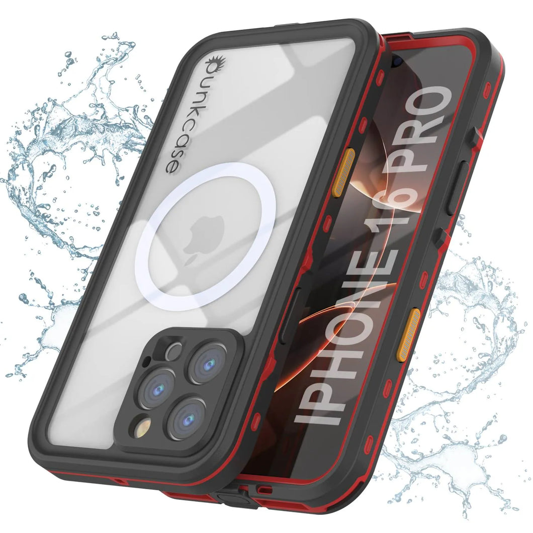 Funda impermeable para iPhone 16 Pro, Punkcase SpikeStar Red Series | Funda fina de 2 m sumergible IP68