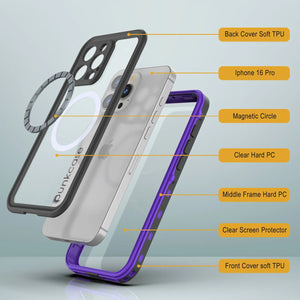 Funda impermeable para iPhone 16 Pro, Punkcase SpikeStar Purple Series | Funda fina de 2 m sumergible IP68
