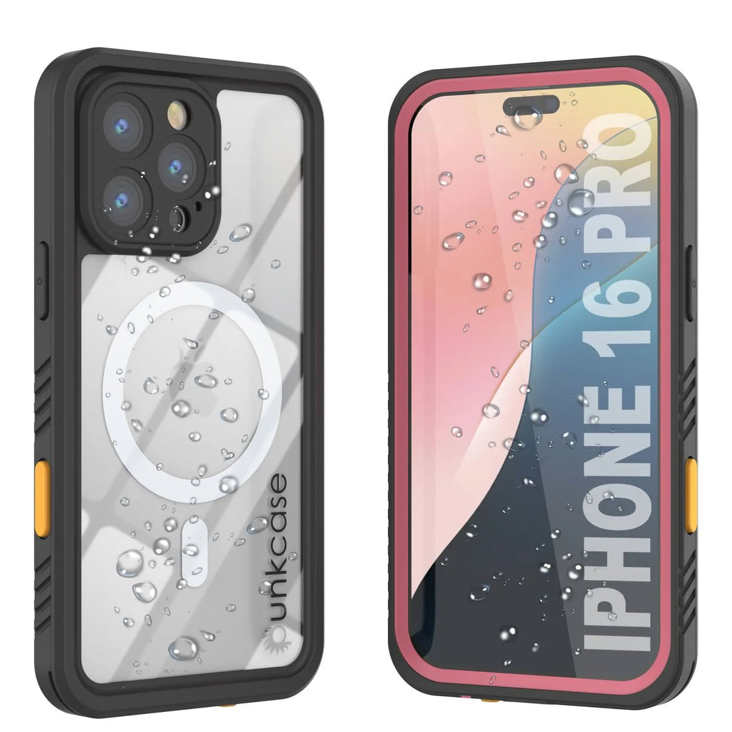 Funda impermeable para iPhone 16 Pro, Punkcase [Extreme Mag Series] Armor Cover con protector de pantalla incorporado [rosa]