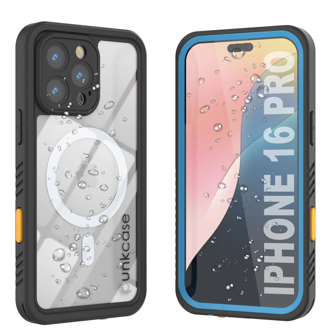Funda impermeable para iPhone 16 Pro, Punkcase [Extreme Mag Series] Armor Cover con protector de pantalla incorporado [azul]