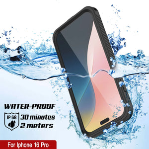 Funda impermeable para iPhone 16 Pro, Punkcase [Extreme Mag Series] Armor Cover con protector de pantalla incorporado [Negro]