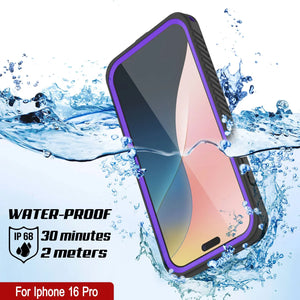 Funda impermeable para iPhone 16 Pro, Punkcase [Extreme Mag Series] Armor Cover con protector de pantalla incorporado [púrpura]