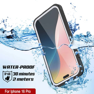 Funda impermeable para iPhone 16 Pro, Punkcase [Extreme Mag Series] Armor Cover con protector de pantalla incorporado [blanco]