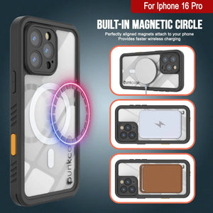 Funda impermeable para iPhone 16 Pro, Punkcase [Extreme Mag Series] Armor Cover con protector de pantalla incorporado [gris]