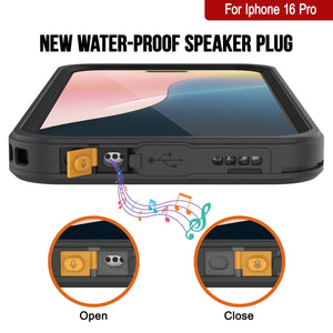 Funda impermeable para iPhone 16 Pro, Punkcase [Extreme Mag Series] Armor Cover con protector de pantalla incorporado [Negro]