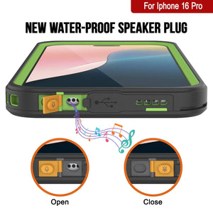 Funda impermeable para iPhone 16 Pro, Punkcase [Extreme Mag Series] Armor Cover con protector de pantalla incorporado [Verde]