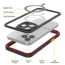 Cargar imagen en el visor de la galería, Funda impermeable para iPhone 16 Pro, Punkcase [Extreme Mag Series] Armor Cover con protector de pantalla incorporado [Rojo]
