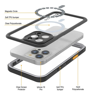 Funda impermeable para iPhone 16 Pro, Punkcase [Extreme Mag Series] Armor Cover con protector de pantalla incorporado [blanco]