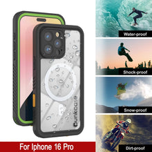 Cargar imagen en el visor de la galería, Funda impermeable para iPhone 16 Pro, Punkcase [Extreme Mag Series] Armor Cover con protector de pantalla incorporado [Verde]
