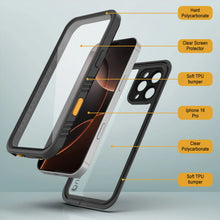 Cargar imagen en el visor de la galería, Funda impermeable para iPhone 16 Pro, Punkcase [Extreme Series] Armor Cover con protector de pantalla incorporado [Negro]
