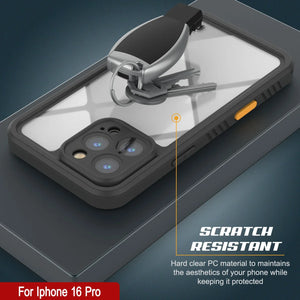 Funda impermeable para iPhone 16 Pro, Punkcase [Extreme Series] Armor Cover con protector de pantalla incorporado [Negro]