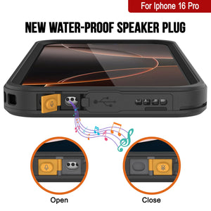 Funda impermeable para iPhone 16 Pro, Punkcase [Extreme Series] Armor Cover con protector de pantalla incorporado [Negro]