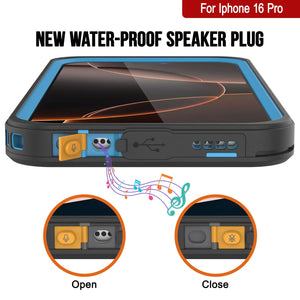Funda impermeable para iPhone 16 Pro, Punkcase [Extreme Series] Armor Cover con protector de pantalla incorporado [azul marino]