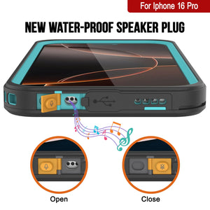 Funda impermeable para iPhone 16 Pro, Punkcase [Extreme Series] Armor Cover con protector de pantalla incorporado [verde azulado]