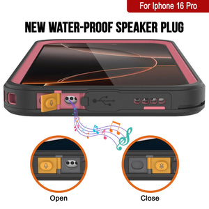 Funda impermeable para iPhone 16 Pro, Punkcase [Extreme Series] Armor Cover con protector de pantalla incorporado [rosa]