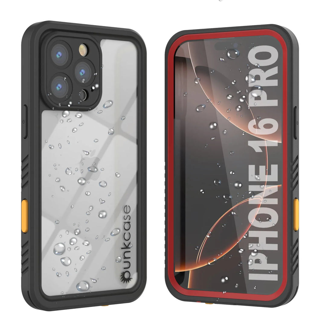 Funda impermeable para iPhone 16 Plus, Punkcase [Extreme Series] Armor Cover con protector de pantalla incorporado [Rojo]