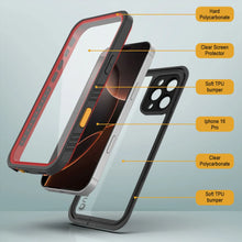 Cargar imagen en el visor de la galería, Funda impermeable para iPhone 16 Plus, Punkcase [Extreme Series] Armor Cover con protector de pantalla incorporado [Rojo]
