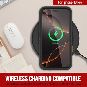 Funda impermeable para iPhone 16 Pro, Punkcase [Extreme Series] Armor Cover con protector de pantalla incorporado [Negro]