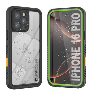 Funda impermeable para iPhone 16 Pro, Punkcase [Extreme Series] Armor Cover con protector de pantalla incorporado [Verde claro]