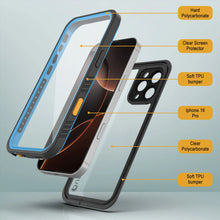 Cargar imagen en el visor de la galería, Funda impermeable para iPhone 16 Pro, Punkcase [Extreme Series] Armor Cover con protector de pantalla incorporado [azul marino]
