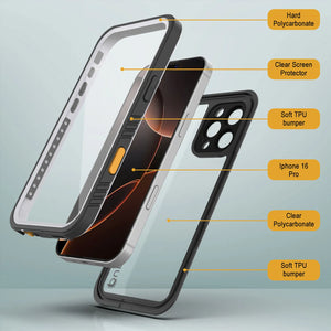 Funda impermeable para iPhone 16 Pro, Punkcase [Extreme Series] Armor Cover con protector de pantalla incorporado [blanco]