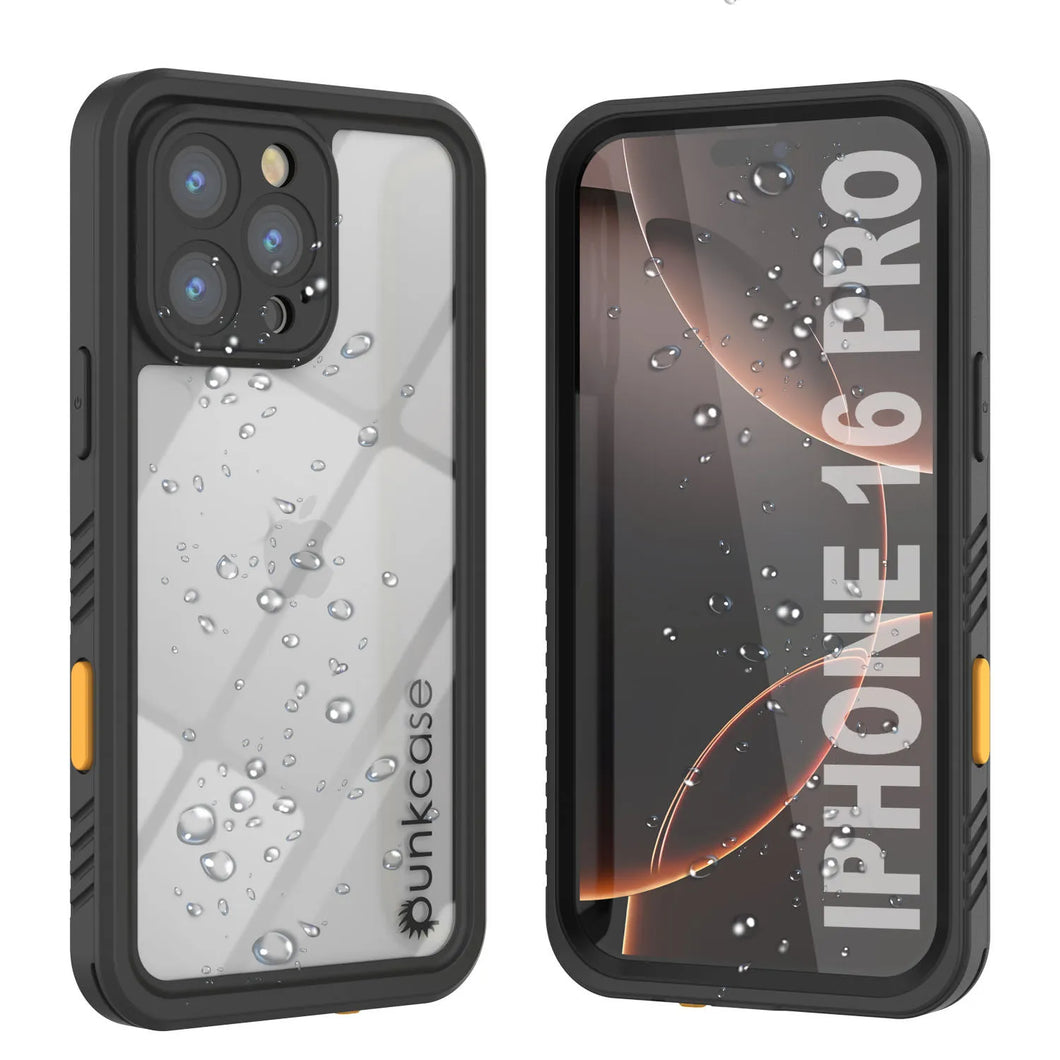 Funda impermeable para iPhone 16 Pro, Punkcase [Extreme Series] Armor Cover con protector de pantalla incorporado [Negro]