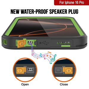 Funda impermeable para iPhone 16 Pro, Punkcase [Extreme Series] Armor Cover con protector de pantalla incorporado [Verde claro]